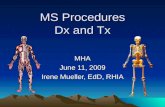 MS Procedures Dx and Tx MHA June 11, 2009 Irene Mueller, EdD, RHIA.