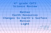4 th grade CATS Science Review Matter Earth Resources Changes to Earth’s Surface Motion Light Jamey Herdelin Maupin Elementary April 2004 PowerPoint template.