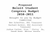 Proposed Beloit Student Congress Budget 2010-2011 Brought to you by Budget Committee Ben Schechter, BSC Treasurer Rachael Kotkin, BSC Assistant Treasurer.