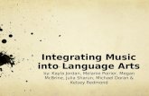 Integrating Music into Language Arts by: Kayla Jordan, Melanie Poirier, Megan McBrine, Julia Sharun, Michael Doran & Kelsey Redmond.