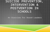 SUICIDE PREVENTION, INTERVENTION & POSTVENTION IN SCHOOLS An Overview for Board Leaders.