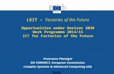 LEIT – Factories of the Future Opportunities under Horizon 2020 Work Programme 2014/15 ICT for Factories of the Future Francesca Flamigni DG CONNECT, European.