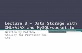 Lecture 3 – Data Storage with XML+AJAX and MySQL+socket.io Written by Matthew Shelley for Professor Wei Shi.
