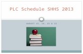 AUGUST 15, 16, 21 & 22 PLC Schedule SHHS 2013. General Information for HS Campus Attendees Conference Schedule: 8:00 am to 4:00 pm Morning session sign.