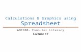 Calculations & Graphics using Spreadsheet ADE100- Computer Literacy Lecture 17.