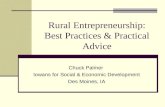 Rural Entrepreneurship: Best Practices & Practical Advice Chuck Palmer Iowans for Social & Economic Development Des Moines, IA.
