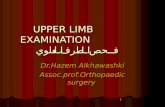 1 UPPER LIMB EXAMINATION فحص الطرف العلوي UPPER LIMB EXAMINATION فحص الطرف العلوي Dr.Hazem Alkhawashki Assoc.prof.Orthopaedic surgery.