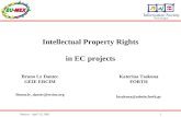 Mexico - April 15, 20051 Intellectual Property Rights in EC projects Katerina Tsakona FORTH ktsakona@admin.forth.gr Bruno Le Dantec GEIE ERCIM Bruno.le_dantec@ercim.org.