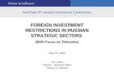 AmCham 9 th Annual Investment Conference FOREIGN INVESTMENT RESTRICTIONS IN RUSSIAN STRATEGIC SECTORS (With Focus on Telecoms ) FOREIGN INVESTMENT RESTRICTIONS.