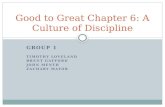 GROUP 1 TIMOTHY LOVELAND BRENT GAFFORD JOHN MENTH ZACHARY MAYOR Good to Great Chapter 6: A Culture of Discipline.