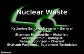 Nuclear Waste Katherine Sanchez Navarro – General Supervisor Shannon McLaughlin – Historian Aleeza Momin – Biologist Rebecca Johnson – Chemist Shahzeb.