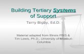 Building Tertiary Systems of Support Terry Bigby, Ed.D. Material adapted from Illinois PBIS & Tim Lewis, Ph.D., University of Missouri- Columbia.