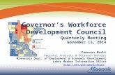 Governor’s Workforce Development Council Quarterly Meeting November 13, 2014 Cameron Macht Regional Analysis & Outreach Manager Minnesota Dept. of Employment.