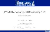 FY Math / Analytical Reasoning 101 September 30 th, 2010.