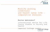 Midlife working conditions and health later life – comparative analyses. Morten Wahrendorf International Centre for Life Course Studies in Society and.