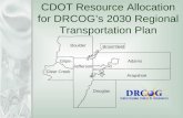CDOT Resource Allocation for DRCOG’s 2030 Regional Transportation Plan Adams Arapahoe Denver Broomfield Boulder Gilpin Clear Creek Jefferson Douglas.