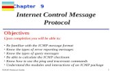 TCP/IP Protocol Suite 1 Chapter 9 Upon completion you will be able to: Internet Control Message Protocol Be familiar with the ICMP message format Know.