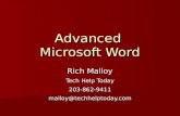 Advanced Microsoft Word Rich Malloy Tech Help Today 203-862-9411malloy@techhelptoday.com.