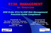 RISK MANAGEMENT An Overview DOE Order 413.3 & DOE Risk Management Practices Guide Compliance Presented By David Rhodes Mike Stauffenberg ENPRO Consulting,