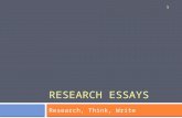 RESEARCH ESSAYS Research, Think, Write 1. Lecture Outline 1. Research Proposal Feedback 2. Thinking, Planning, and Research 3. Thinking, Writing, and.