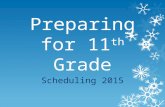 Preparing for 11 th Grade Scheduling 2015. Standard Diploma Requirements English4 Math3 Science3 History3 PE2 Foreign Language, Fine Arts, Career or Technical.