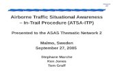 Oceanic ITP Airborne Traffic Situational Awareness – In-Trail Procedure (ATSA-ITP) Presented to the ASAS Thematic Network 2 Malmo, Sweden September 27,
