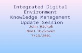 Integrated Digital Environment Knowledge Management Update Session John Hickok Noel Dickover 7/23/2001.