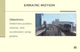 ERRATIC MOTION Objectives: Determine position, velocity, and acceleration using graphs.