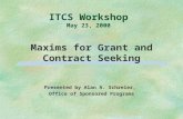 ITCS Workshop May 23, 2000 Maxims for Grant and Contract Seeking Presented by Alan A. Schreier, Office of Sponsored Programs.