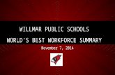 November 7, 2014 WILLMAR PUBLIC SCHOOLS WORLD’S BEST WORKFORCE SUMMARY.