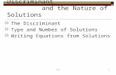 Section 8.3 The Discriminant and the Nature of Solutions  The Discriminant  Type and Number of Solutions  Writing Equations from Solutions 8.31.