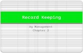Ag Management Chapter 2 Record Keeping. Objectives Understand the importance of keeping good records and the type of records used to manage a business.