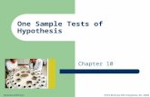 ©The McGraw-Hill Companies, Inc. 2008McGraw-Hill/Irwin One Sample Tests of Hypothesis Chapter 10.
