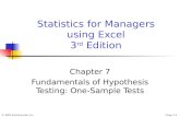 © 2002 Prentice-Hall, Inc.Chap 7-1 Statistics for Managers using Excel 3 rd Edition Chapter 7 Fundamentals of Hypothesis Testing: One-Sample Tests.