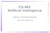 CS.462 Artificial Intelligence SOMCHAI THANGSATHITYANGKUL Lecture 01 : What is AI.