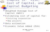WSU EMBA Corporate Finance12-1 Chapter 12: Risk, Cost of Capital, and Capital Budgeting Weighted Average Cost of Capital (WACC) Estimating cost of capital.