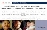 1 ABORIGINAL HEALTH HUMAN RESOURCES: MORE THAN A SIMPLE DETERMINANT OF HEALTH Emily Lecompte, First Nations and Inuit Health Branch, Health Canada Mireille.