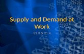Supply and Demand at Work 21.3 & 21.4. What is Supply and Demand The amount of goods a producer is willing to sell at market prices. Opposite of demand.