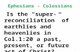Ephesians - Colossians Is the “super-reconciliation” of earthlies and heavenlies in Col.1:20 a past, present, or future act of Christ? 1ver.1.0.