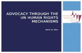 ADVOCACY THROUGH THE UN HUMAN RIGHTS MECHANISMS March 14, 2014.