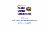 Welcome TASA Advisory Committee Meeting October 28, 2011.
