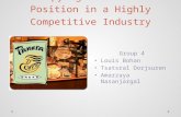 Occupying a Favorable Position in a Highly Competitive Industry Group 4 Louis Bohan Tsatsral Dorjsuren Amarzaya Nasanjargal.