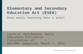 Elementary and Secondary Education Act (ESEA) Does early learning have a role? Laura A. Bornfreund, Early Education Initiative Presentation at: NACCRRA.
