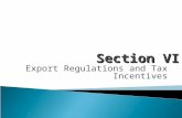 Export Regulations and Tax Incentives Section VI.