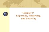 Chapter 8 Exporting, Importing, and Sourcing. 8-2 Introduction This chapter looks at Export selling and export marketing Organizational export activities.