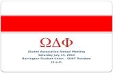 Alumni Association Annual Meeting Saturday July 13, 2013 Barrington Student Union – SUNY Potsdam 10 a.m.