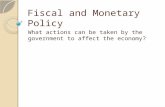 Fiscal and Monetary Policy What actions can be taken by the government to affect the economy?