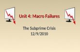 Unit 4: Macro Failures The Subprime Crisis 12/9/2010.