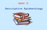 Unit 3: Descriptive Epidemiology. Unit 3 Learning Objectives: 1. Characterize the major dimensions of descriptive epidemiology: Person, Place, Time 2.