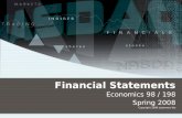 Financial Statements Economics 98 / 198 Spring 2008 Copyright 2008 Lawrence Wu.